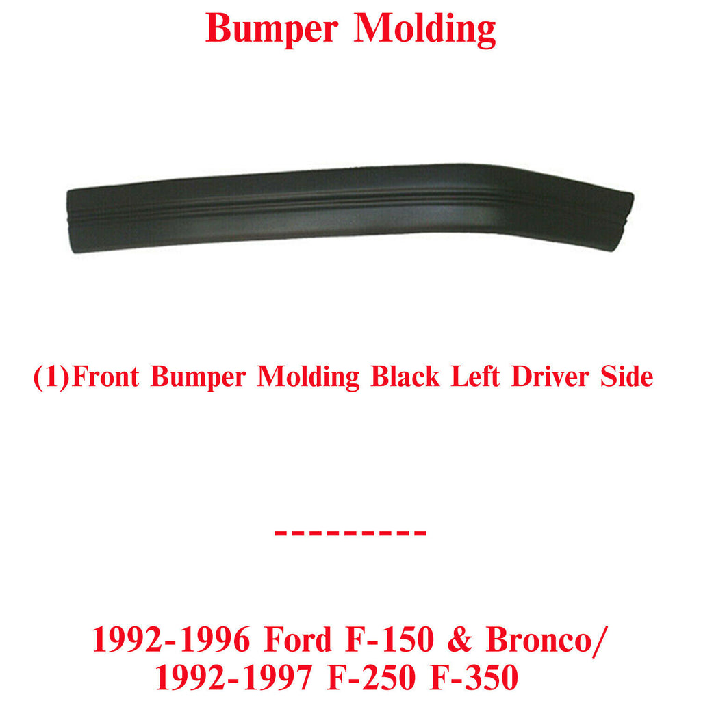 Front Bumper Molding Black LH Side For 1992-96 Ford F-150 & Bronco / 92-97 F-250