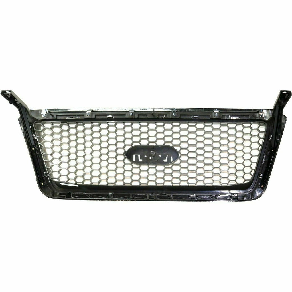 Front Grille Chrome Shell With Beige Insert Plastic For 2004-2008 Ford F-150