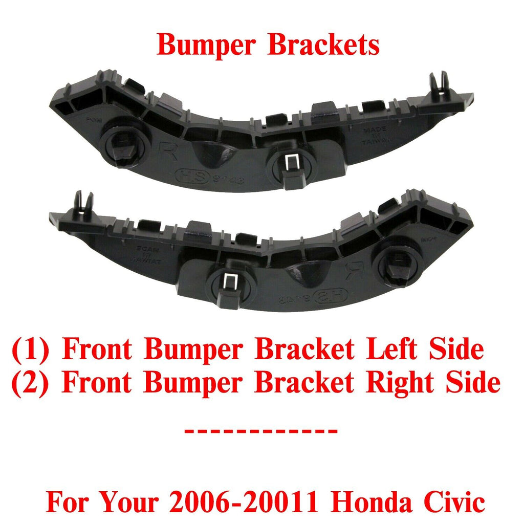 Front Set Of 2 Bumper Brackets Left and Right Side For 2006-11 Honda Civic Sedan