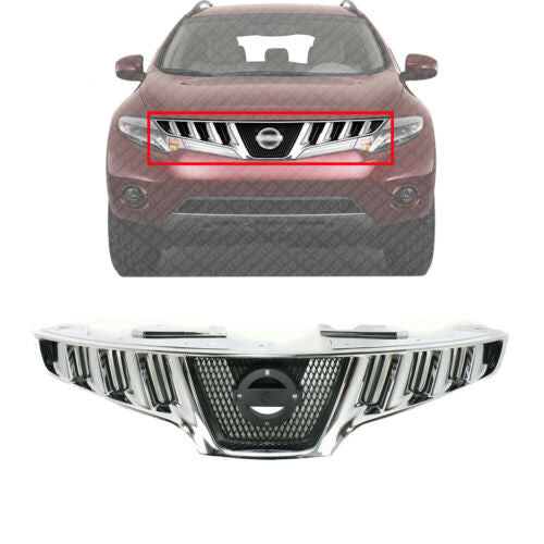 Front Grille Chrome Shell With Black Insert Plastic For 2009-2010 Nissan Murano