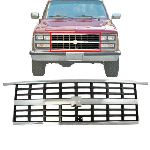 Front Chrome Grille with Dual Headlights For 89-91 Chevrolet Blazer Suburban R/V