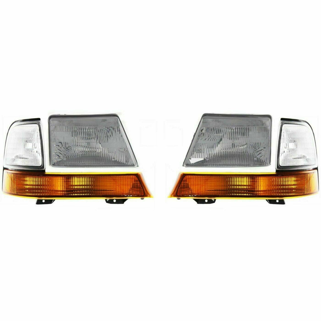 Head Lamps + Corner Parking Lamps Set LH & RH Side For 1998-2000 Ford Ranger