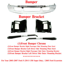 Load image into Gallery viewer, Front Bumper Chrome Steel + Bracket For 2005-2007 Ford F-250 F-350 Super Duty