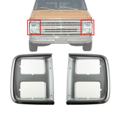Front Head Light Bezel LH & RH Side For 1985-1991 GMC Chevrolet Van