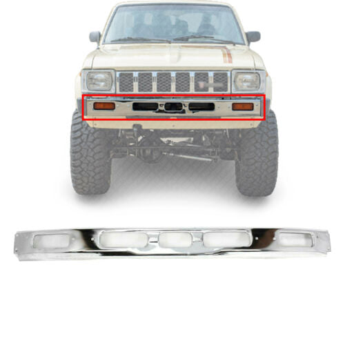 Front Bumper Steel Chrome With Fog Lamp Holes For 1982-1983 Toyota Pickup 4WD