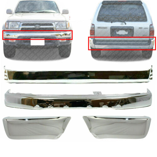 Front & Rear Bumper Chrome With End Cap LH & RH Side For 1999-02 Toyota 4Runner