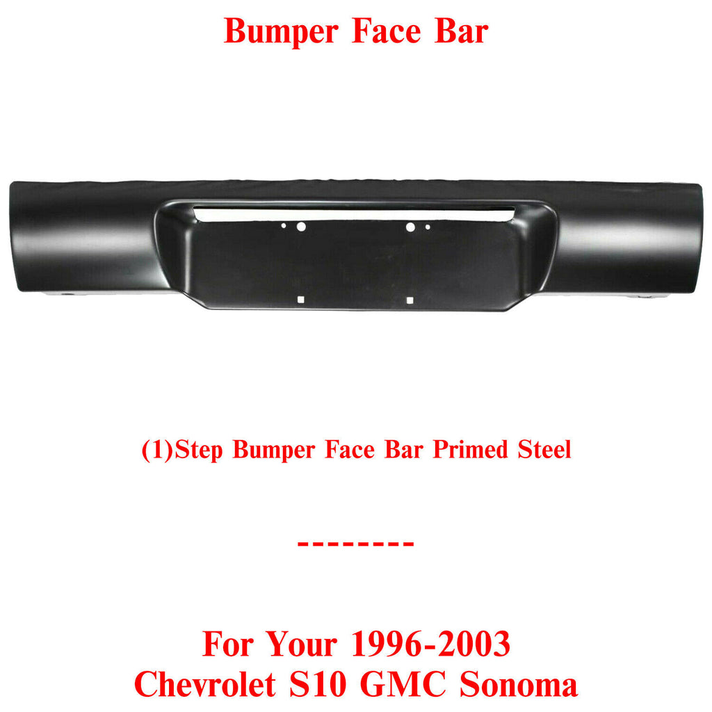 Step Bumper Face Bar Primed Steel For 1996-2003 Chevrolet S10 / GMC Sonoma