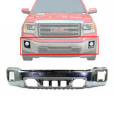 Front Chrome Bumper Steel Face Bar W/o IPAS Holes for 2014-2015 GMC Sierra 1500