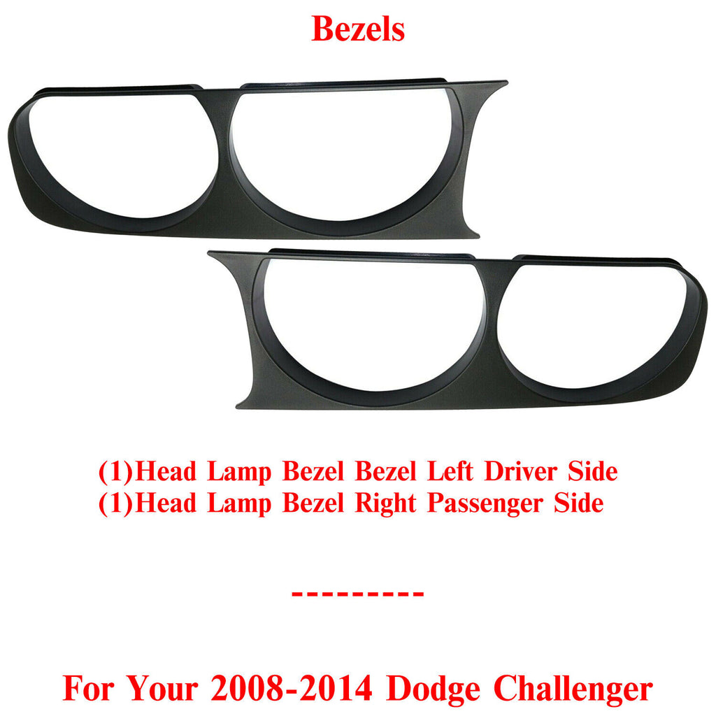 Head Lamp Bezel Left Driver & Right Passenger Side For 2008-14 Dodge Challenger