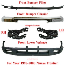 Load image into Gallery viewer, Bumper Chrome + Upper Filler + Valance + Brackets For 1998-2000 Nissan Frontier