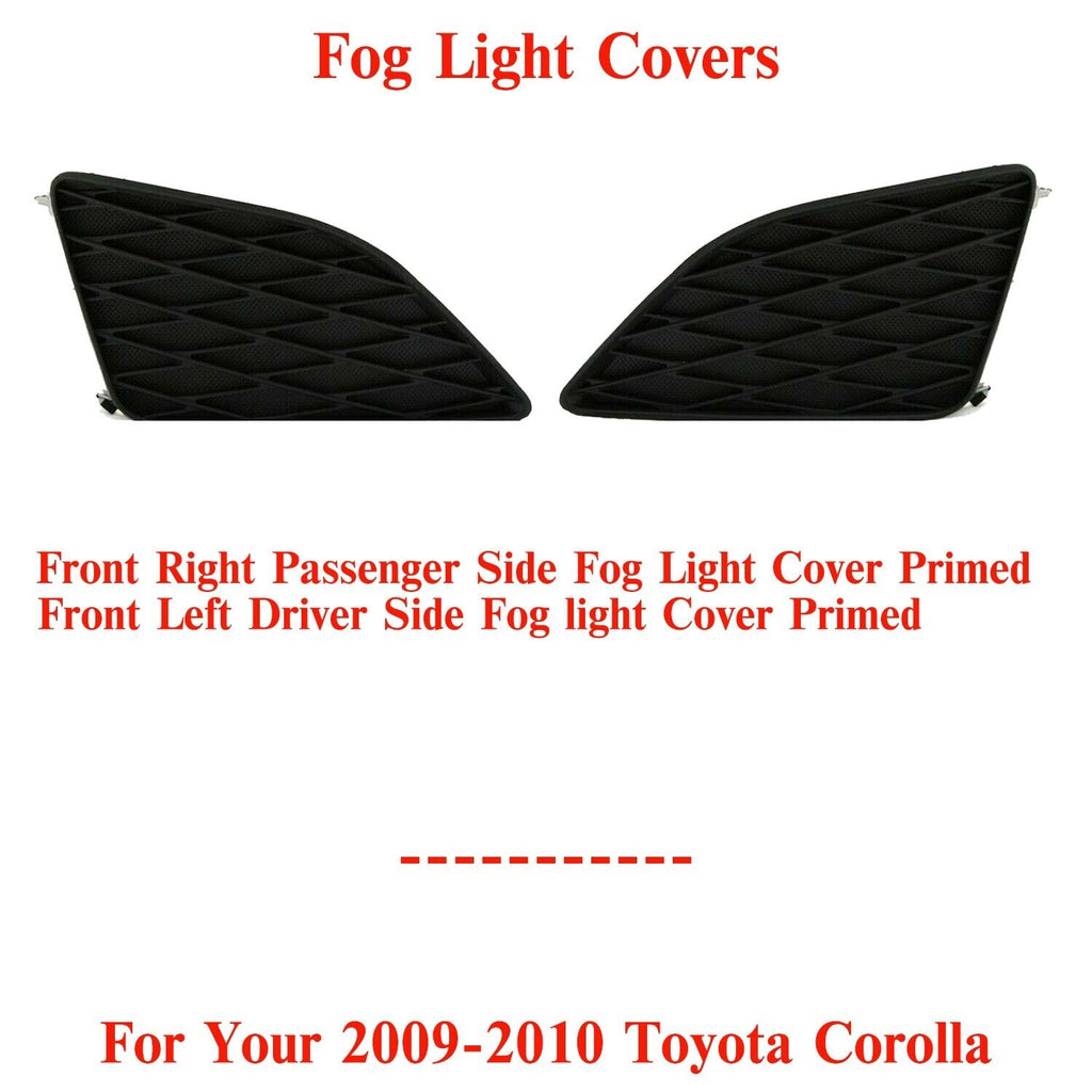 Front Fog Light Covers Primed Right & Left Side For 2009-2010 Toyota Corolla