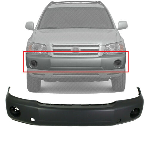 Front Bumper Cover with Fog Lamp Holes Primed For 2004-2007 Toyota Highlander