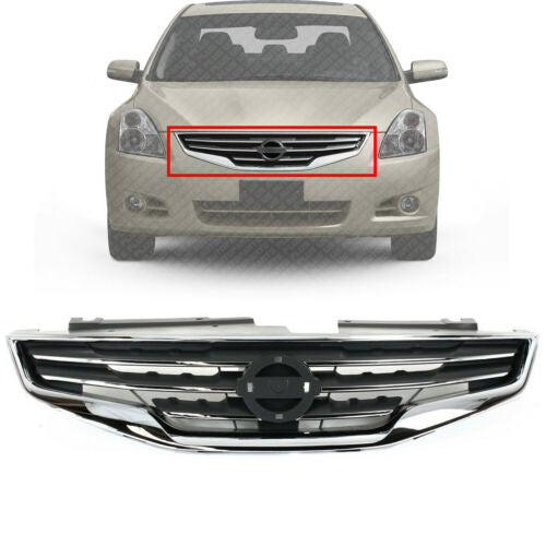 Front Grille Chrome with Black Insert Plastic For 2010-2012 Nissan Altima Sedan