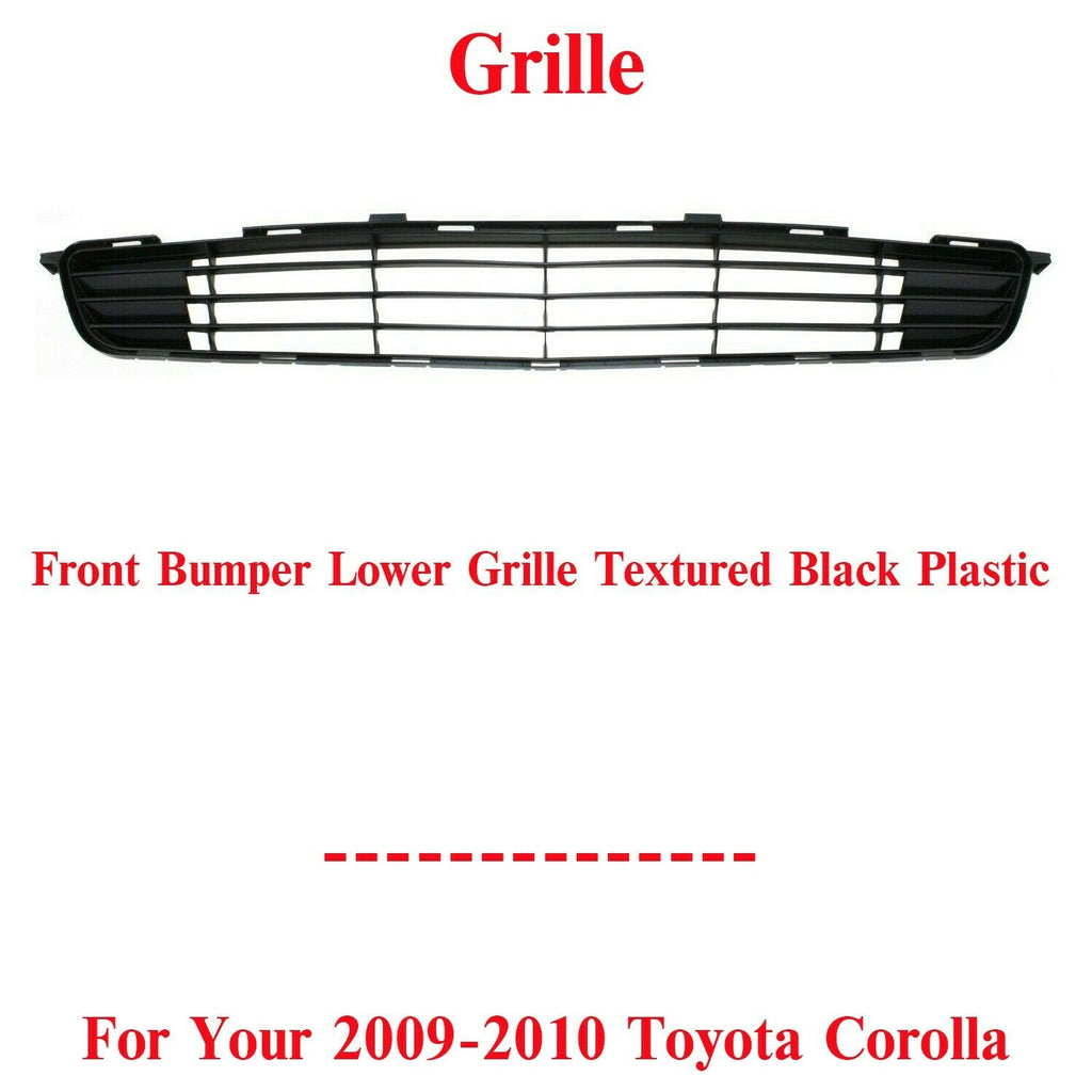 Front Bumper Lower Grille Textured Black Plastic For 2009-2010 Toyota Corolla