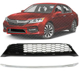 Front Bumper Grille + Lower Molding Chrome For 2016-2017 Honda Accord