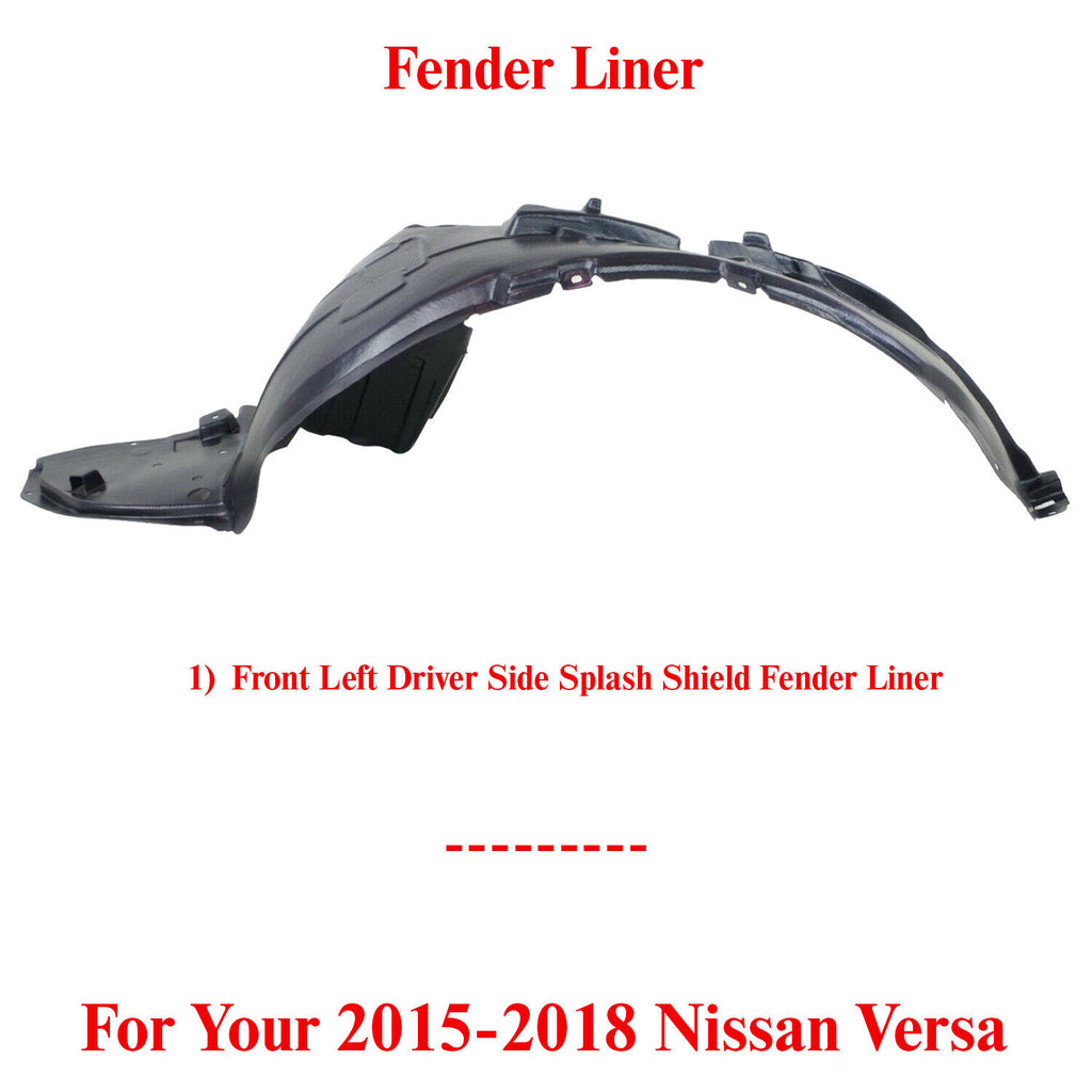 Front Left Driver Side Splash Shield Fender Liner For 2015-2018 Nissan Versa