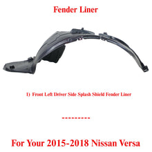 Load image into Gallery viewer, Front Left Driver Side Splash Shield Fender Liner For 2015-2018 Nissan Versa