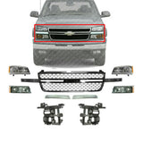 Front Grille+ Fillers+ Signal &Head Lamp With Bracket For 03-06 Silverado 2500HD