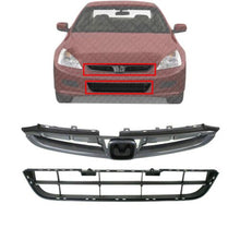 Load image into Gallery viewer, Front Upper Grille Primed Insert +Lower Grille Textured For 2006-07 Honda Accord