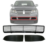 Front Bumper Grill & Pair of Fog Light Covers For 2009-2013 Dodge Journey