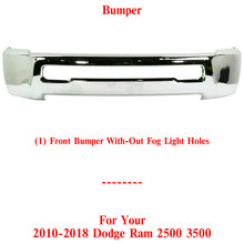 Load image into Gallery viewer, Front Bumper Chrome w/o Fog Light Holes For 2010-2018 Dodge Ram 2500 3500