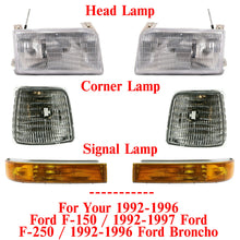 Load image into Gallery viewer, Front Headlights Pair Fits For 92-96 Ford F150/92-97 F250/92-1996 Bronco 6-Piece