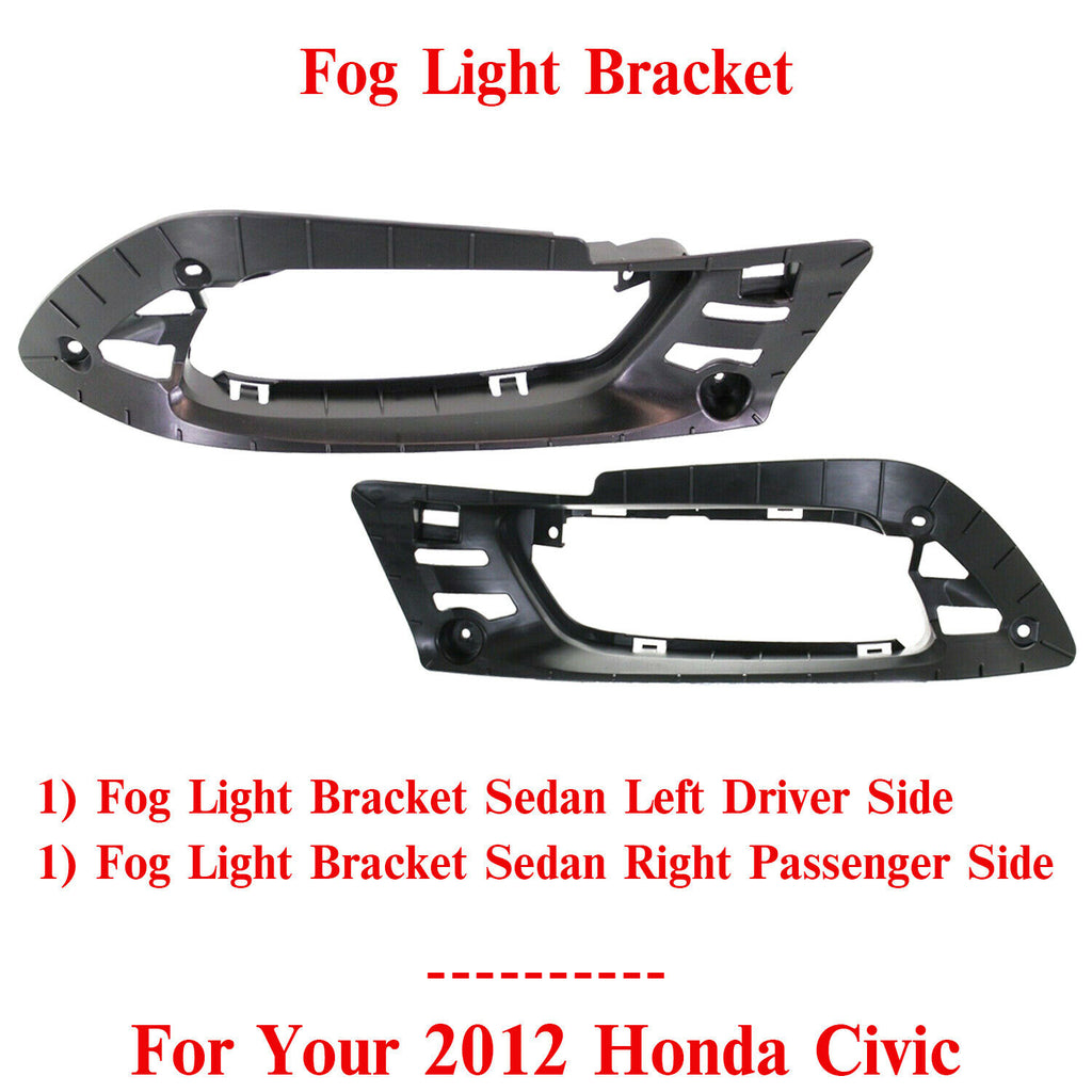 Set of 2 Fog Light Bracket Left & Right Side For 2012 Honda Civic Sedan