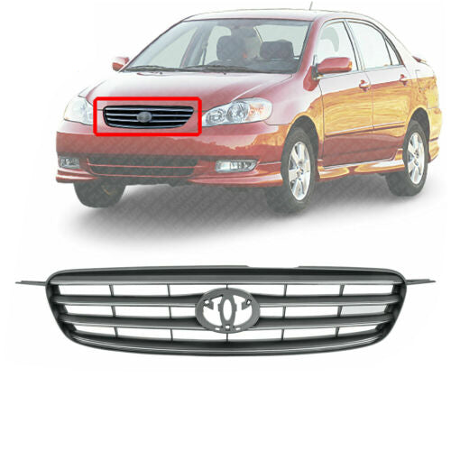 Grille Assembly Primed Shell & Insert For 2003-2004 Toyota Corolla