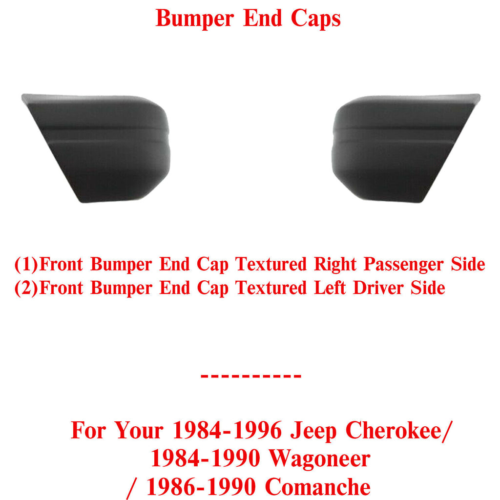 Front End Caps Textured LH & RH For 84-96 Jeep Cherokee /1990 Wagoneer /Comanche