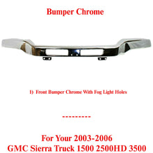 Load image into Gallery viewer, Front Bumper Chrome Face Bar For 2003-2006 GMC Sierra Truck 1500 2500HD 3500