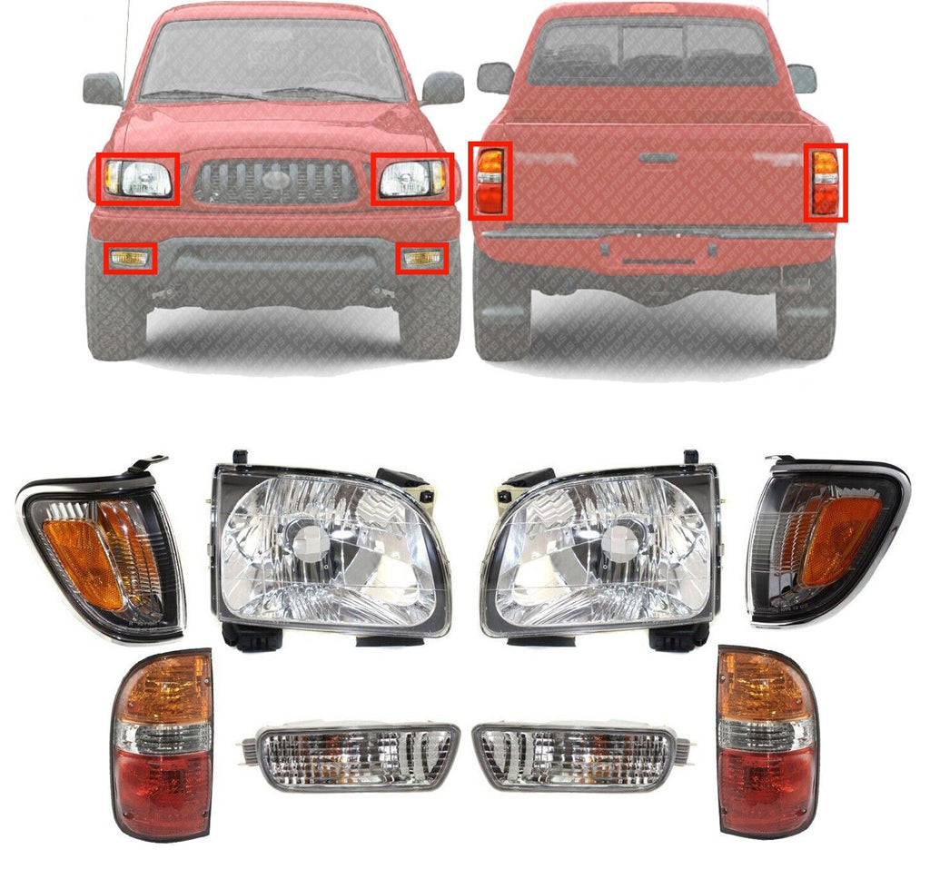 Front Headlights Kit + Tail Light Left & Right Side For 2001-2004 Toyota Tacoma