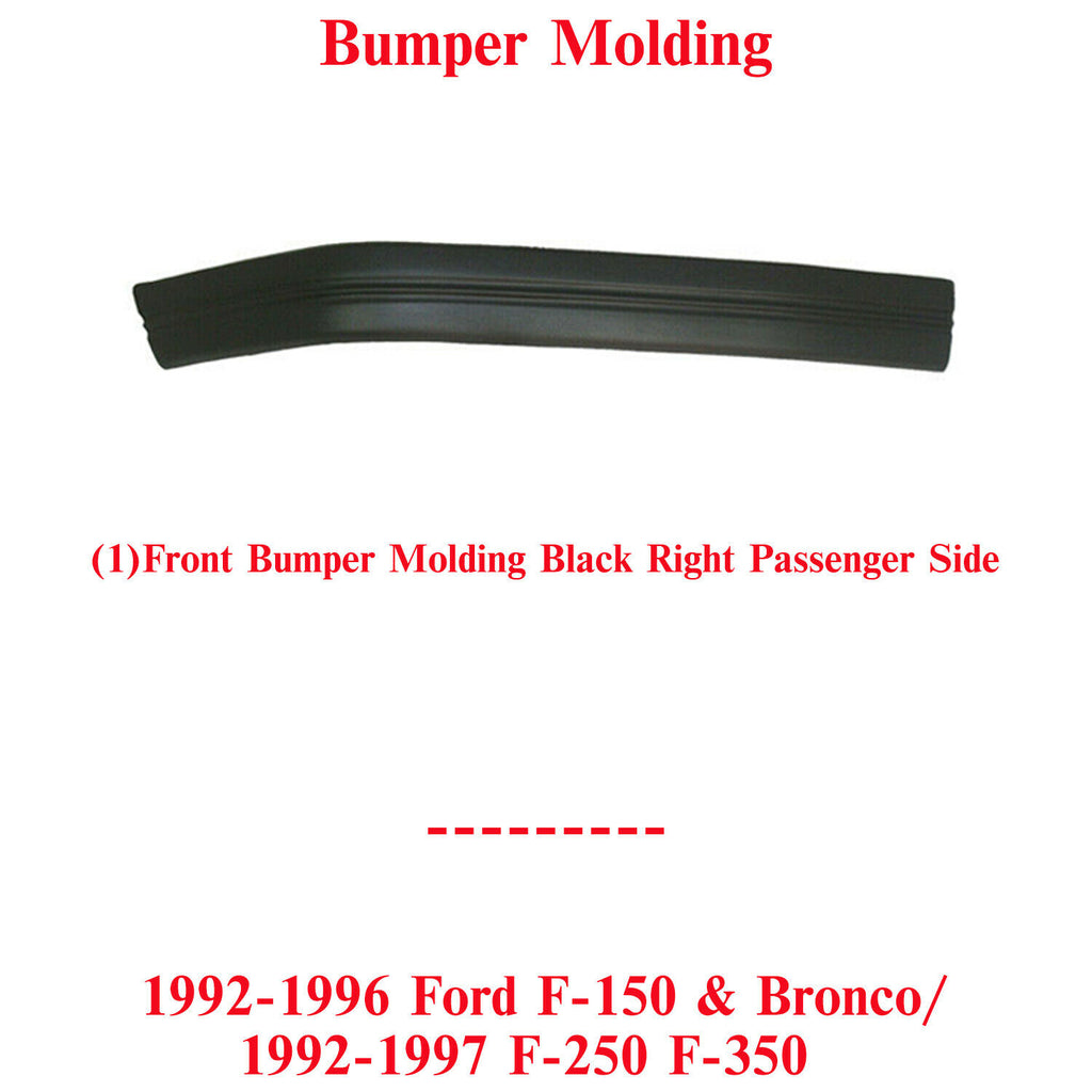 Front Bumper Molding RH Side For 1992-96 Ford F-150 & Bronco / 92-97 F-250 F-350