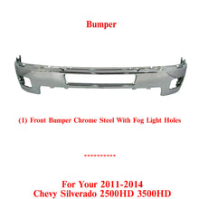 Load image into Gallery viewer, Front Bumper Chrome Impact Bar with Fog Light Hole For 2011-2014 Chevy Silverado