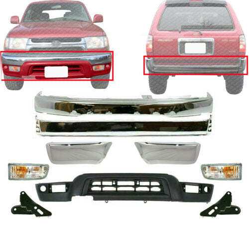 Front & Rear Bumper Kit With End Cap Chrome + Valance For 1999-02 Toyota 4Runner