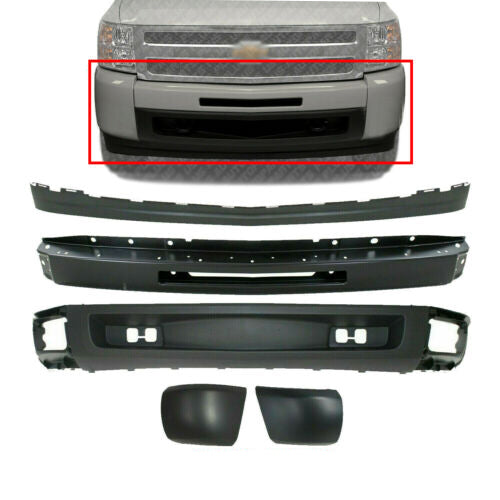 Front Bumper Primed Steel Face Kit For 2007-2013 Chevy Silverado 1500 Series