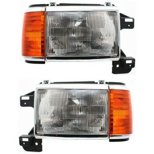 Set Of Headlight Assembly LH & RH For 1987-1991 Ford F-150 1988-91 F-Super Duty