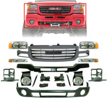 Load image into Gallery viewer, Front Bumper Primed w/ Brackets Kit + Grille+ Fog For 03-06 GMC Sierra 1500 2500