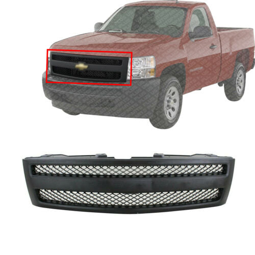 Front Grille Textured Black Shell & Insert For 2007-13 Chevrolet Silverado 1500