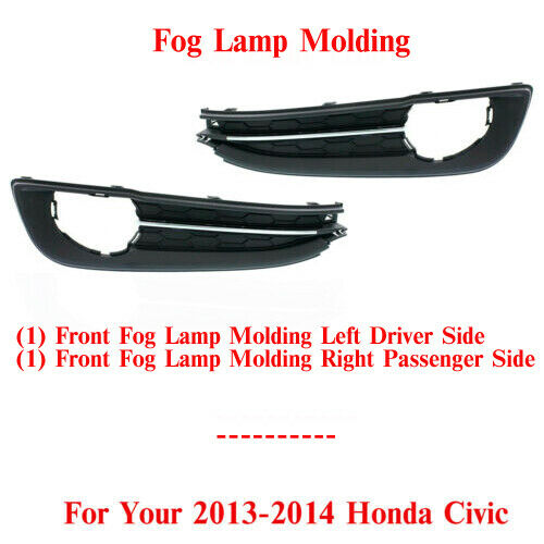 Front Fog Lamp Molding Trim Primed Right & Left Side For 2013-2014 Honda Civic