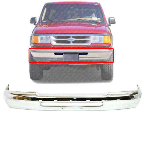 Front Bumper Chrome with Molding Holes For 1993-1997 Ford Ranger