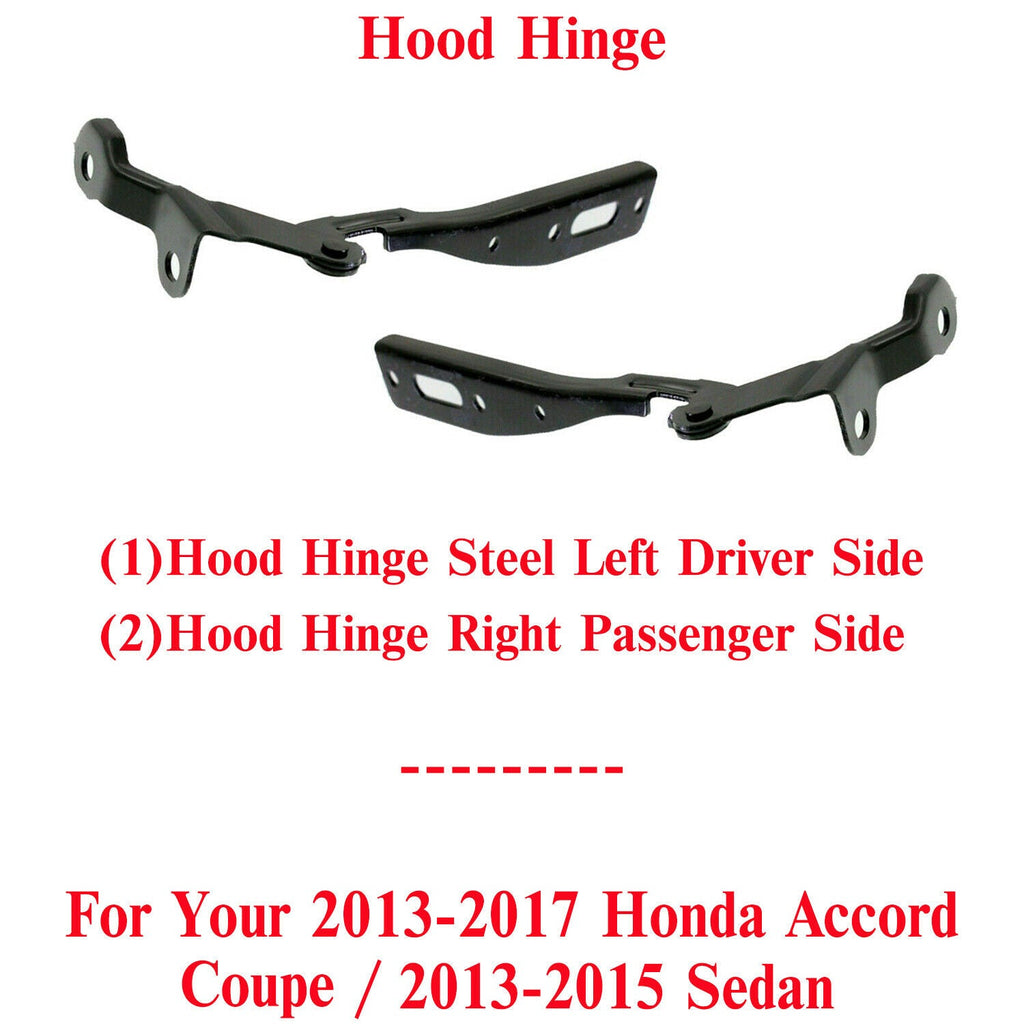 Set of 2 Hood Hinges Steel LH & RH Side For 2013 - 17 Honda Accord / 2013 - 15 Sedan - US AUTO PARTS PLUS