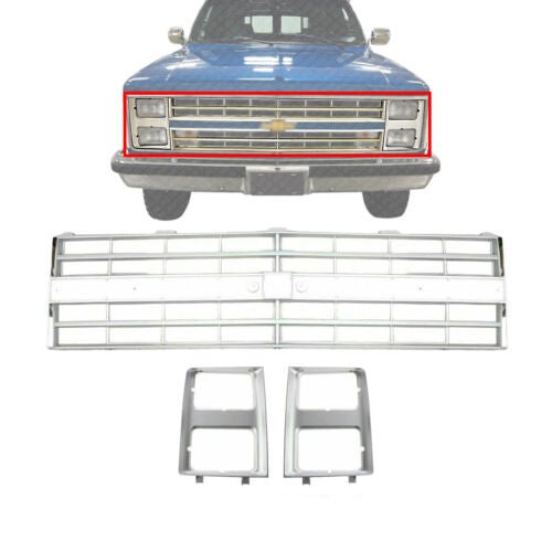 Silver Grille & Headlight Bezels For 85 - 88 Suburban / 85 - 87 Chevrolet C/K Series - US AUTO PARTS PLUS