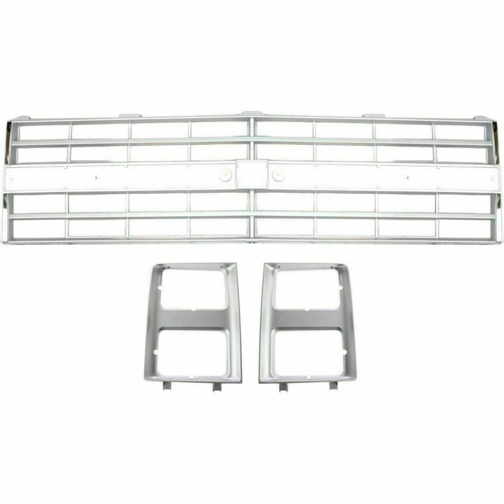 Silver Grille & Headlight Bezels For 85 - 88 Suburban / 85 - 87 Chevrolet C/K Series - US AUTO PARTS PLUS
