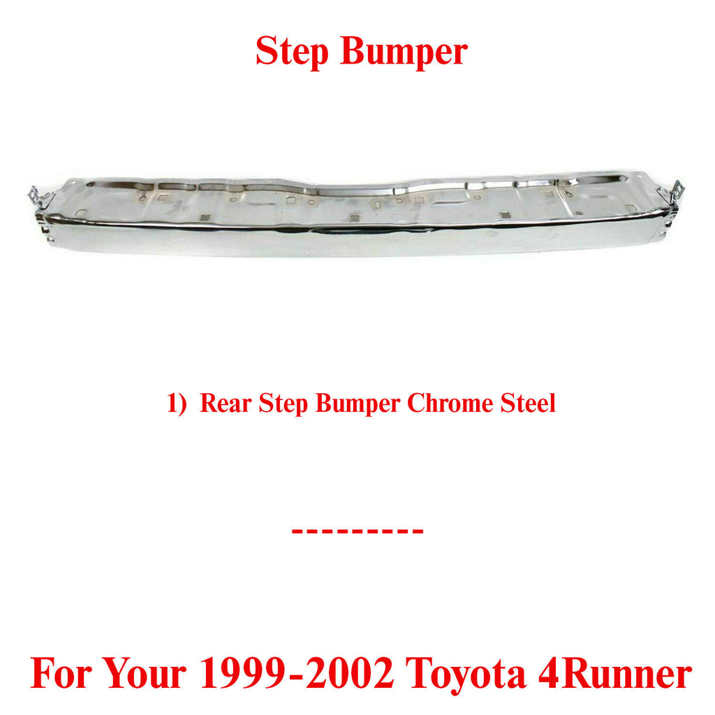 Rear Step Bumper Face Bar Chrome Steel For 1999-2002 Toyota 4Runner